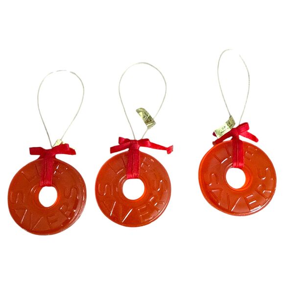 Vintage Life Savers Candy Christmas Ornaments Set of 3 Red Acrylic Holiday Decor - Picture 3 of 5